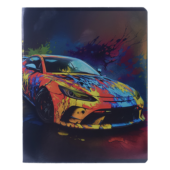 Тетрадь 48л клетка А5 "Красочные машины"софт-тач ламинация,обложка - картон мелованный, блок 60г