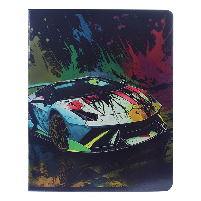 Тетрадь 48л клетка А5 "Красочные машины"софт-тач ламинация,обложка - картон мелованный, блок 60г