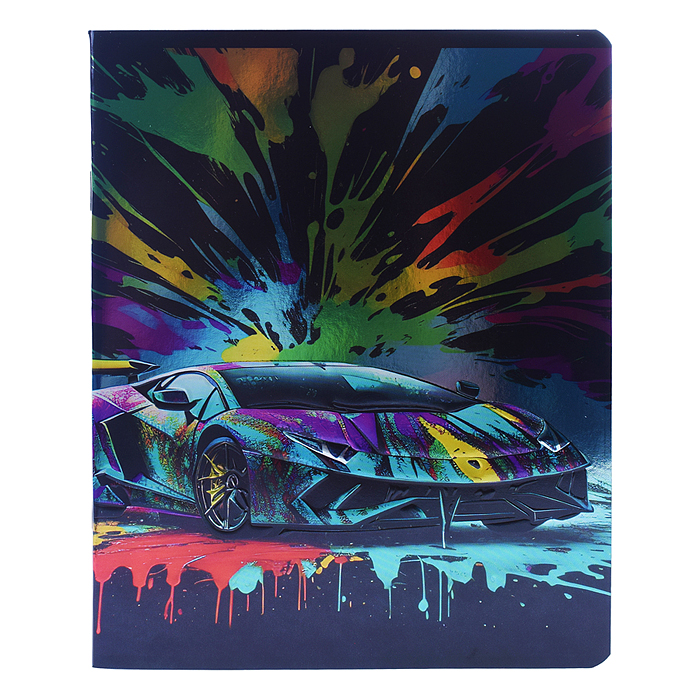 Тетрадь 48л клетка А5 "Красочные машины"софт-тач ламинация,обложка - картон мелованный, блок 60г