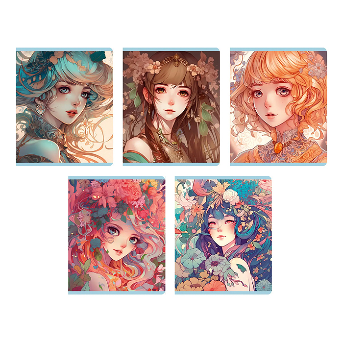 Тетрадь 48л. А5, клетка "Поля Нимфы" скрепка Тетрадь 48л. А5, клетка "Поля Нимфы" скрепка