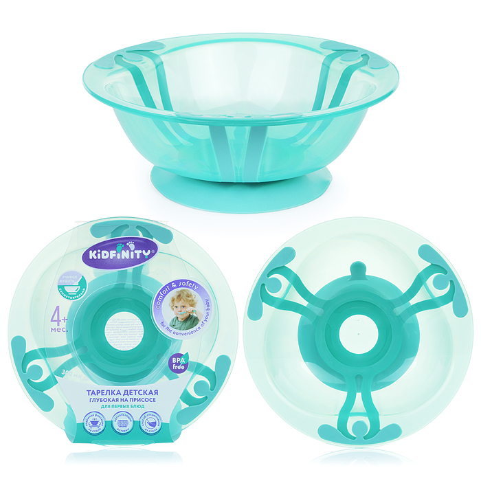 Тарелка детская глубокая на присоске 300мл (зеленый) Тарелка детская глубокая на присоске 300мл (зеленый)