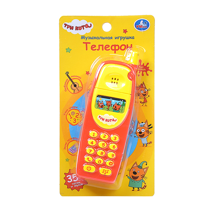 Музыкальный телефончик "Три Кота" (35 песен, звуков, бат.) в коробке
