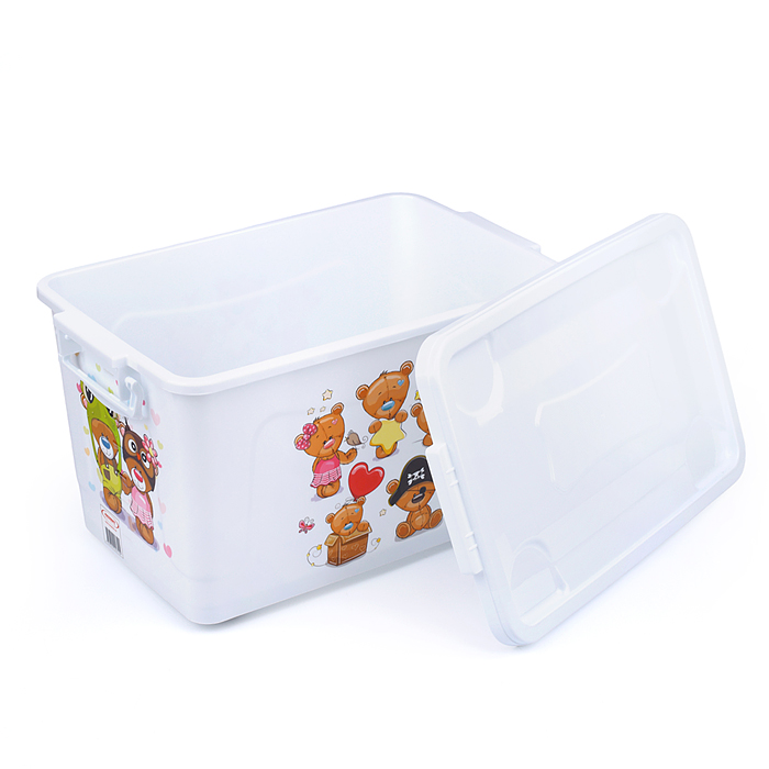 Фото к товару Контейнер 6 (35 л) "Медвежата" белый / белый / белый Контейнер 6 (35 л) "Медвежата" белый / белый / белый