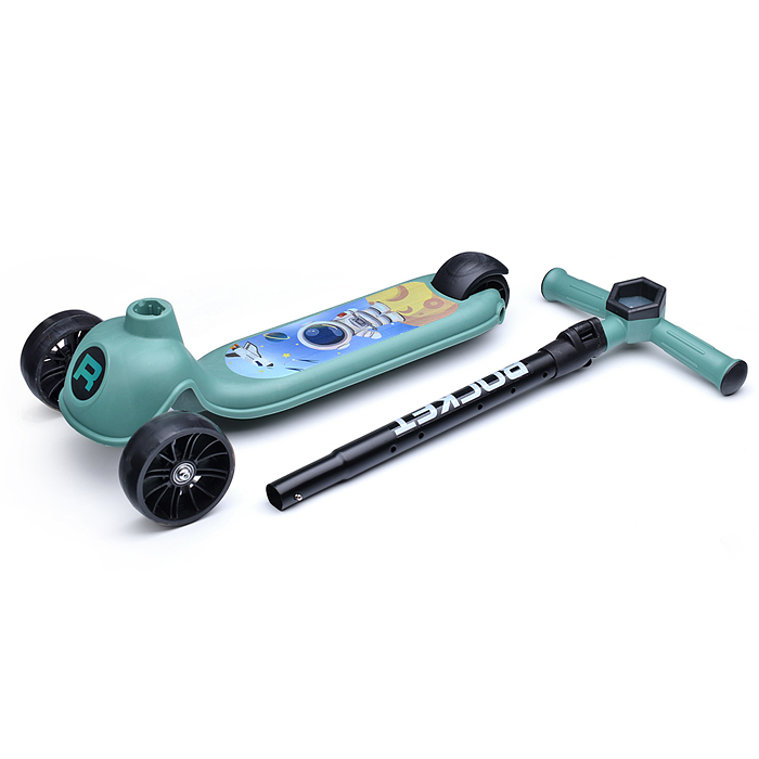 Фото к товару Самокат 3-х колесный ROCKET, зеленый Самокат 3-х колесный ROCKET, зеленый