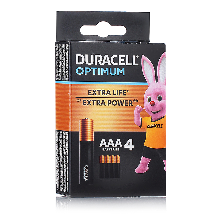 Батарейки алкалиновые DURACELL OPTIMUM LR03 BL4 (4 шт) Батарейки алкалиновые DURACELL OPTIMUM LR03 BL4 (4 шт)