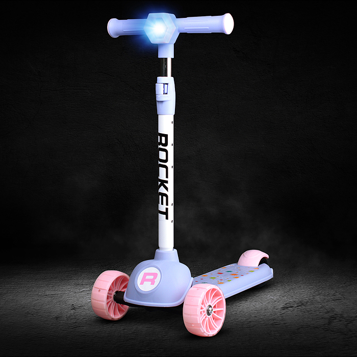 Фото к товару Самокат 3-х колесный ROCKET, фиолетовый Самокат 3-х колесный ROCKET, фиолетовый