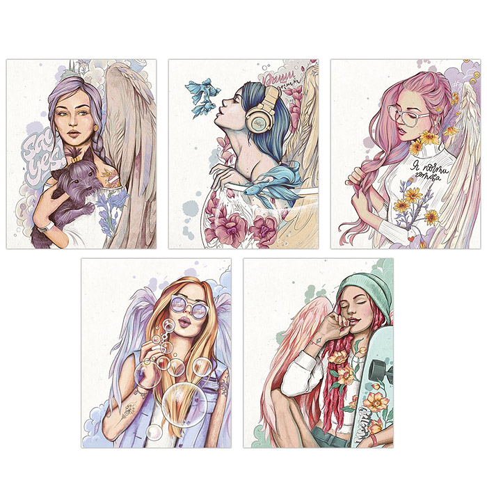 Тетрадь 48л., клетка "Ангелы" (блок белый офсет 65гр/м2, белизна-100%) на скрепке Тетрадь 48л., клетка "Ангелы" (блок белый офсет 65гр/м2, белизна-100%) на скрепке