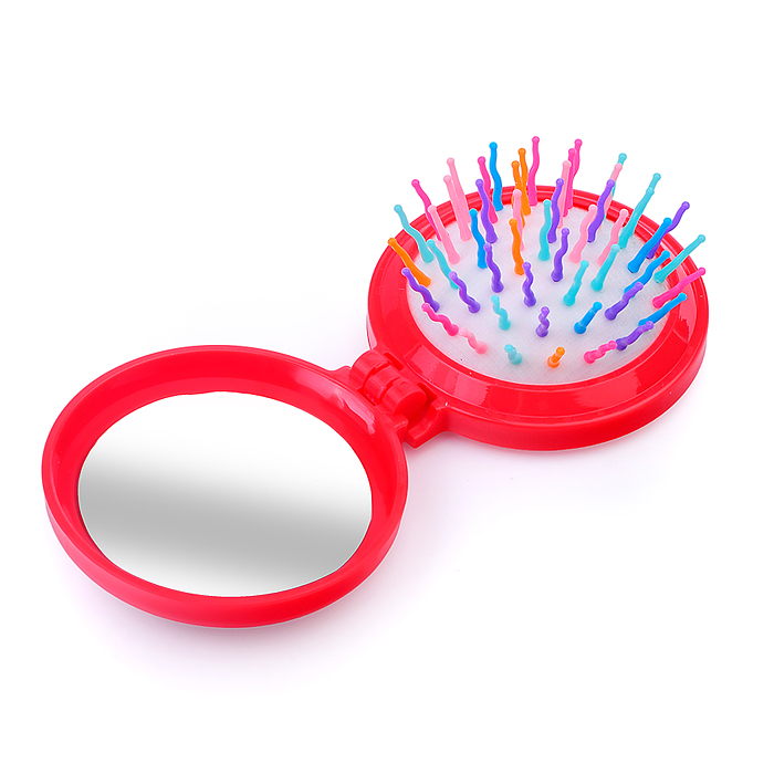 Расческа-мини массажная 00-3606 в ассортименте, с зеркалом