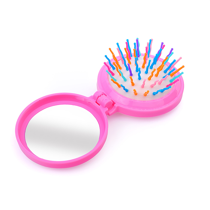 Расческа-мини массажная 00-3606 в ассортименте, с зеркалом