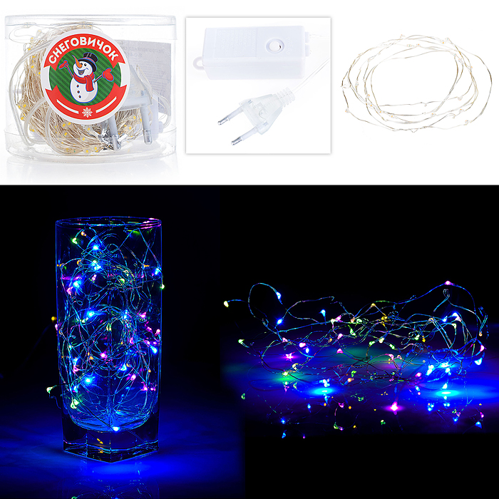 Электрогирлянда светодиодная Роса, 20 м, 200 ламп, цветная Электрогирлянда светодиодная Роса, 20 м, 200 ламп, цветная