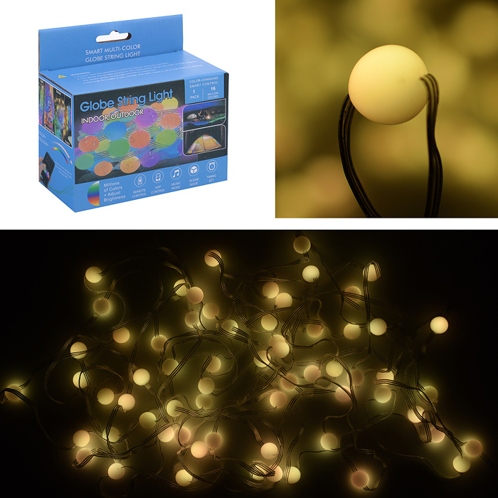 Электрогирлянда светодиодная S01530-1 "Шарики", 7.5м, 50 ламп, пульт, USB, меняет цвет