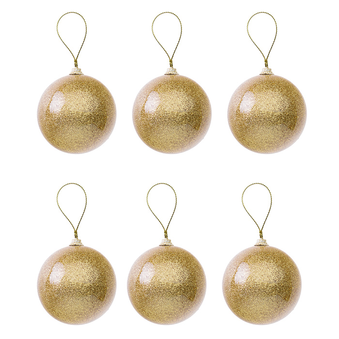 Набор елочных шаров S1800 (6см*6шт) золото Набор елочных шаров S1800 (6см*6шт) золото