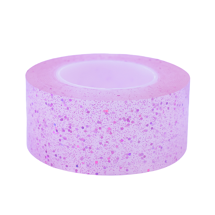 Фото к товару Клейкая лента двусторонняя, розовая с блестками, многоразовая, 3х30мм, толщина 0,7мм Клейкая лента двусторонняя, розовая с блестками, многоразовая, 3х30мм, толщина 0,7мм