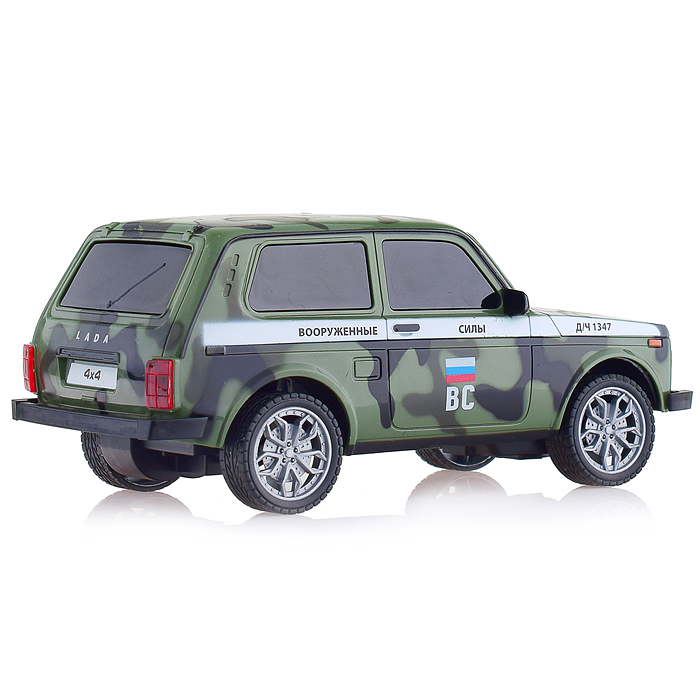Фото к товару Машина р/у Lada 4x4 18 см, (свет, камуф.) в коробке Машина р/у Lada 4x4 18 см, (свет, камуф.) в коробке