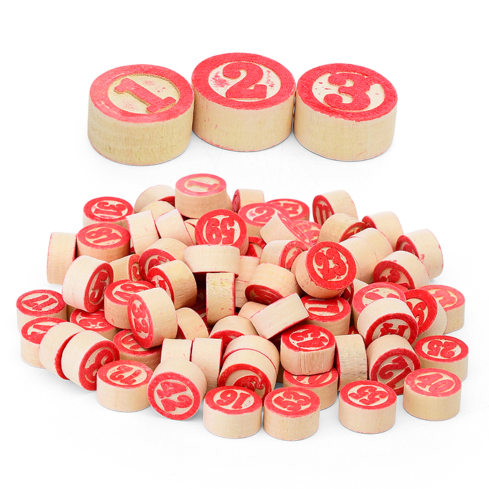 Набор деревянных фишек W9070-ф для Лото, в пакете Набор деревянных фишек W9070-ф для Лото, в пакете