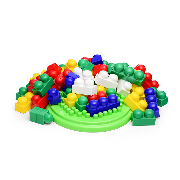 Конструктор "Юниор" (57 элементов) (в ведре розовом "Макси" с крышкой)