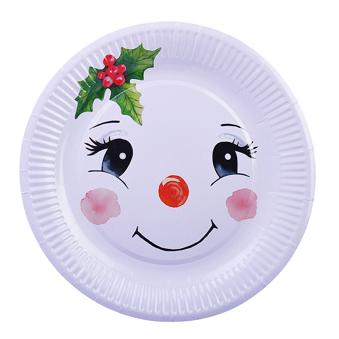 Набор бумажных тарелок "Снеговички" 6 шт d=230 мм Набор бумажных тарелок "Снеговички" 6 шт d=230 мм