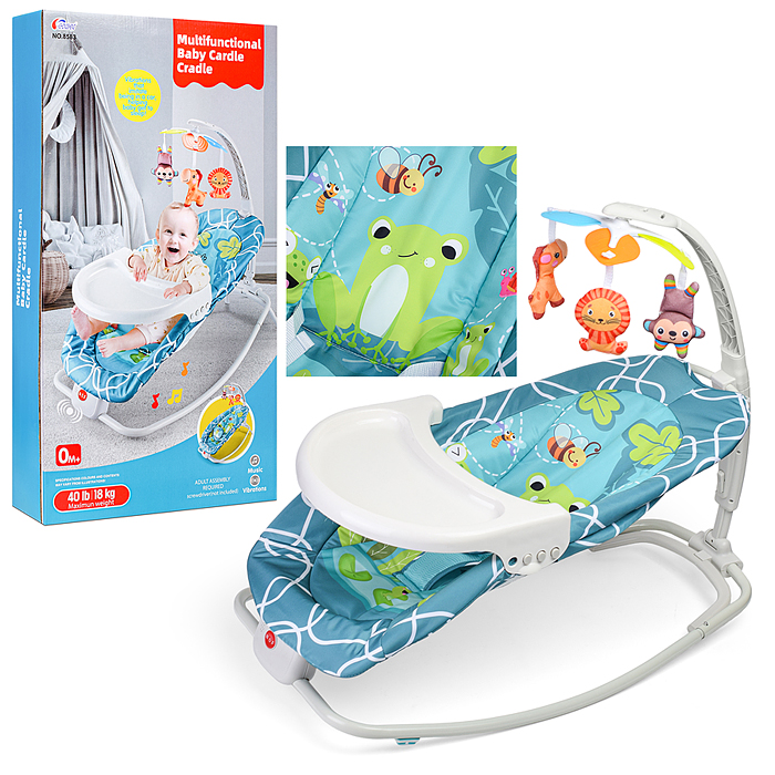 Шезлонг детский 8583 "В мире животных" в коробке (бирюзовый) Шезлонг детский 8583 "В мире животных" в коробке (бирюзовый)