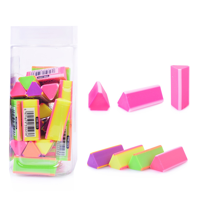Ластик треугольный термопластичная резина цвета неон ассорти Ластик треугольный термопластичная резина цвета неон ассорти