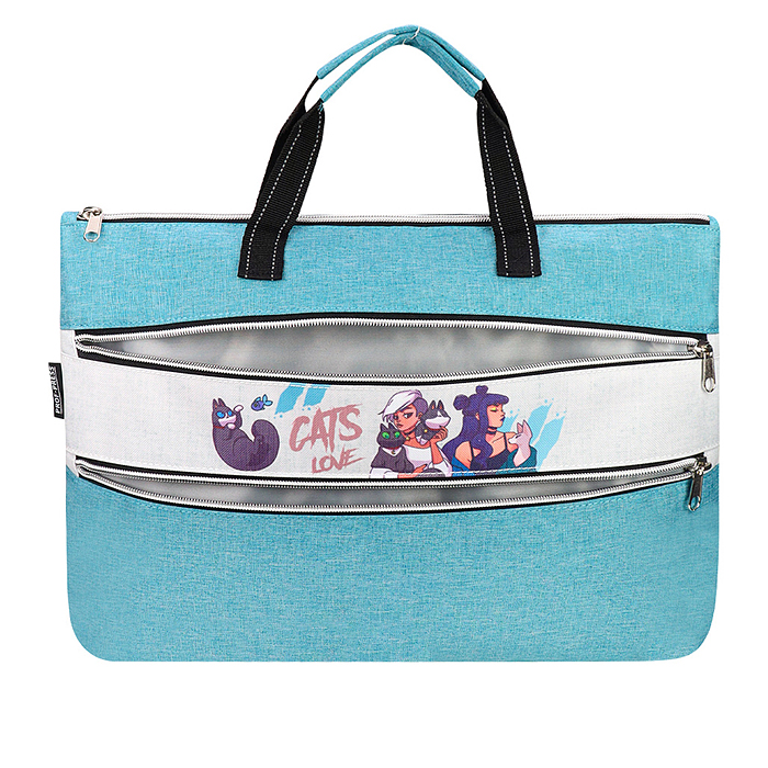 Фото к товару Сумка на молнии, А4, CATS LOVE, синий меланж 40х28х4,5 см Сумка на молнии, А4, CATS LOVE, синий меланж 40х28х4,5 см