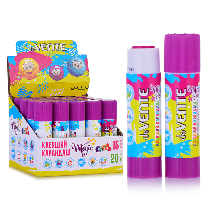 Клеящий карандаш PVA основа "Cosmo Magic" 15 г сиреневый, в картонном дисплее с пластиковым Клеящий карандаш PVA основа "Cosmo Magic" 15 г сиреневый, в картонном дисплее с пластиковым