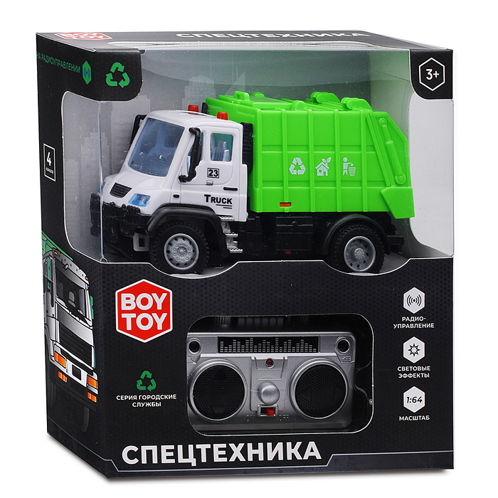 Фото к товару Машина BT0007-3 "Спецтехника: Мусоровоз" р/у, в коробке Машина BT0007-3 "Спецтехника: Мусоровоз" р/у, в коробке