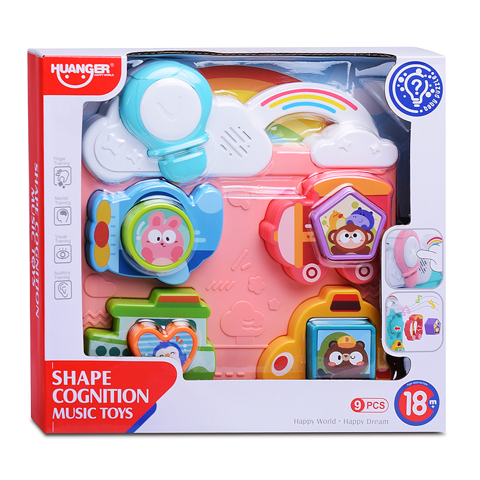 Развивающая музыкальная игрушка HE8088 для познавания форм "Транспорт" в коробке