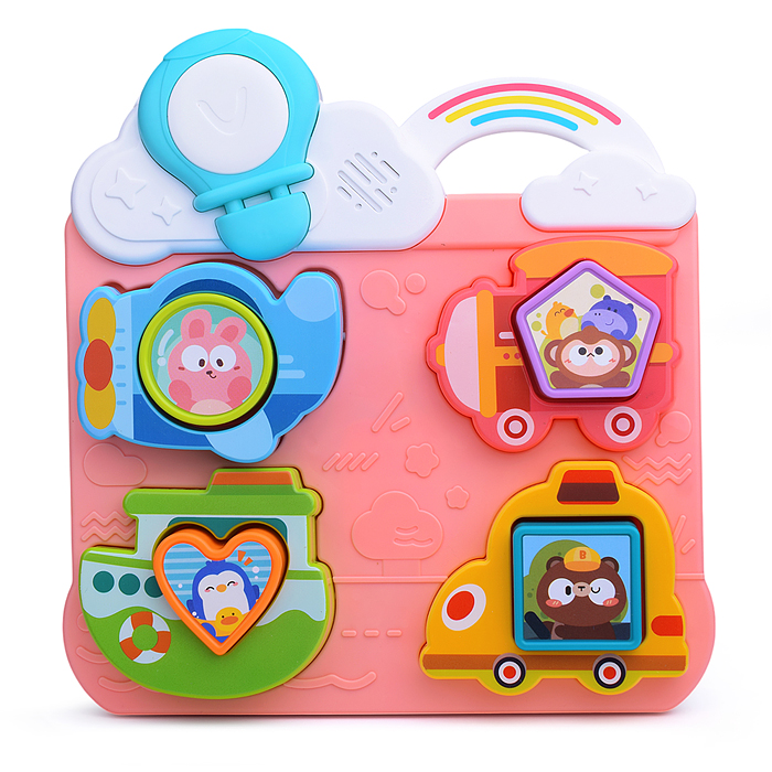 Развивающая музыкальная игрушка HE8088 для познавания форм "Транспорт" в коробке
