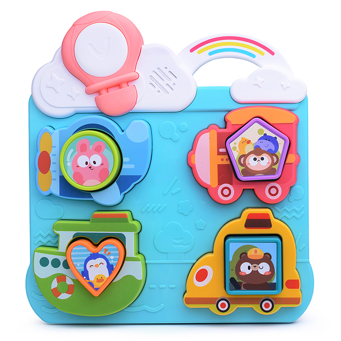 Развивающая музыкальная игрушка HE8088 для познавания форм "Транспорт" в коробке