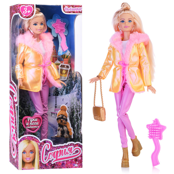 Кукла София, 29 см. (руки и ноги сгиб, ЗИМА, акс,) в коробке