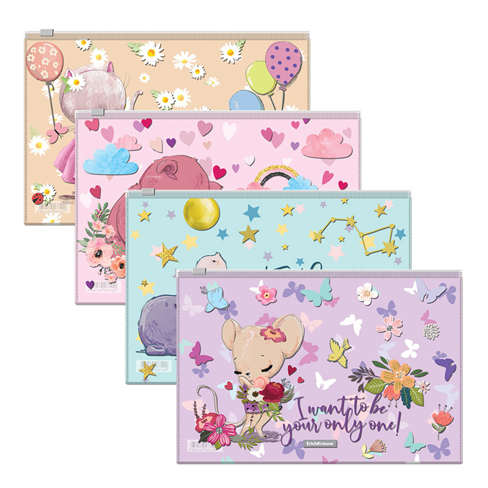 Zip-пакет пластиковый Cute Animals, B5, ассорти (в пакете по 12 шт.)