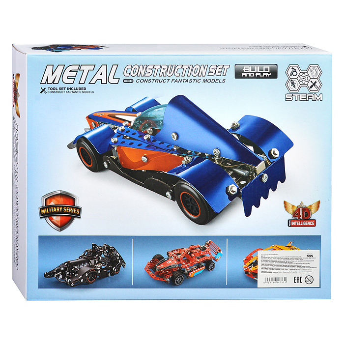 Фото к товару Конструктор металлический 869-10 "Спортивный авто" 274 дет., в коробке Конструктор металлический 869-10 "Спортивный авто" 274 дет., в коробке