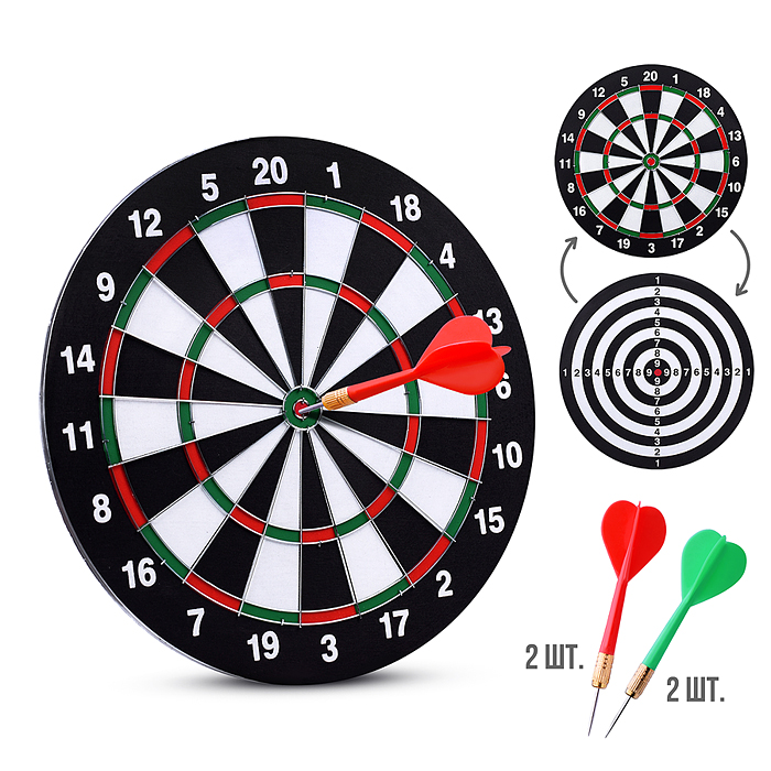Дартс двусторонний с дротиками 12 " Точно в цель! Дартс двусторонний с дротиками 12 " Точно в цель!