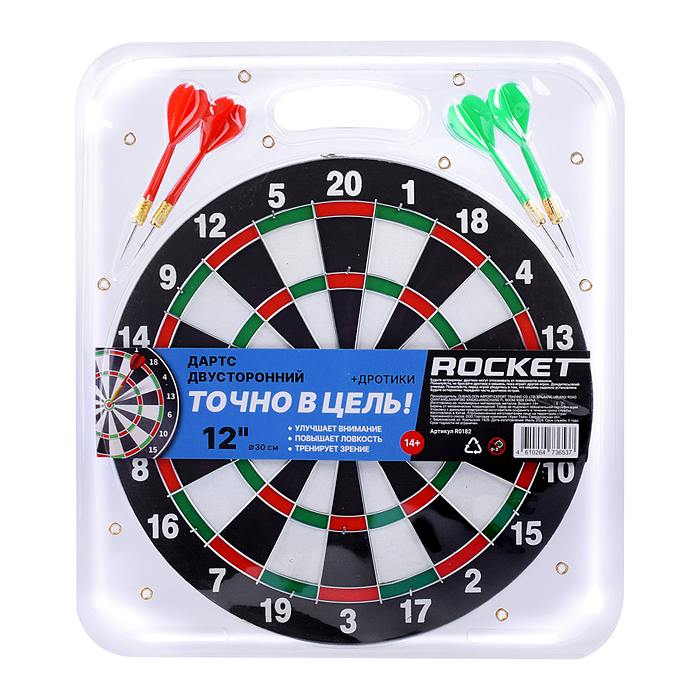Фото к товару Дартс двусторонний с дротиками 12 " Точно в цель! Дартс двусторонний с дротиками 12 " Точно в цель!