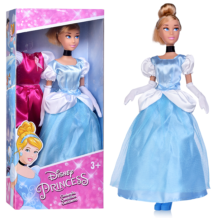 Кукла 29 см, Золушка (руки и ноги сгибаются, платье в наб.,) в коробке