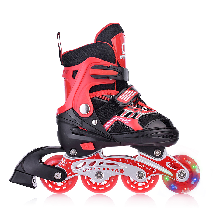 Фото к товару Роликовые коньки U001749Y раздвижные, PU колёса со светом, размер S, красные, в сумке Роликовые коньки U001749Y раздвижные, PU колёса со светом, размер S, красные, в сумке