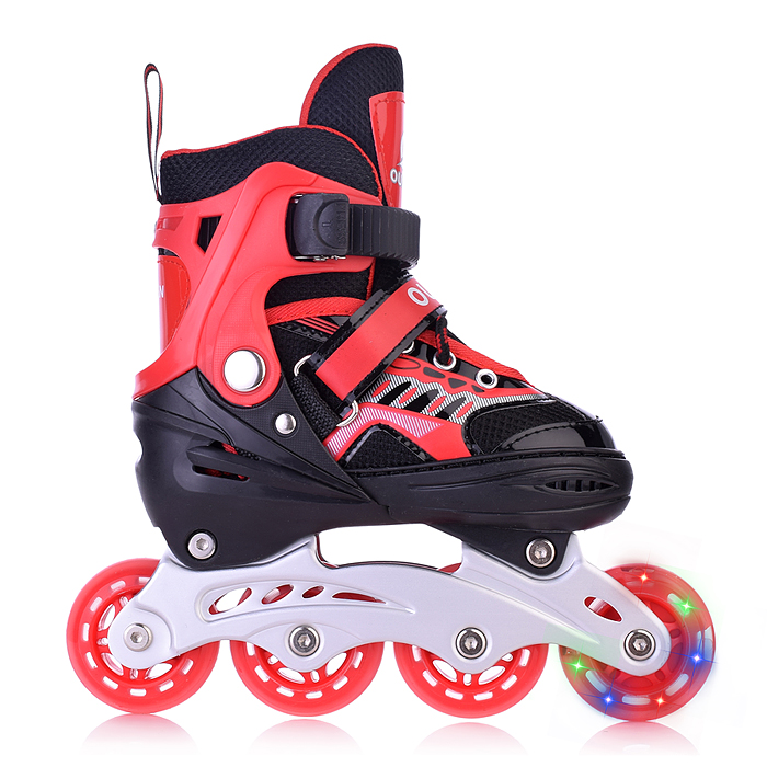 Фото к товару Роликовые коньки U001749Y раздвижные, PU колёса со светом, размер S, красные, в сумке Роликовые коньки U001749Y раздвижные, PU колёса со светом, размер S, красные, в сумке