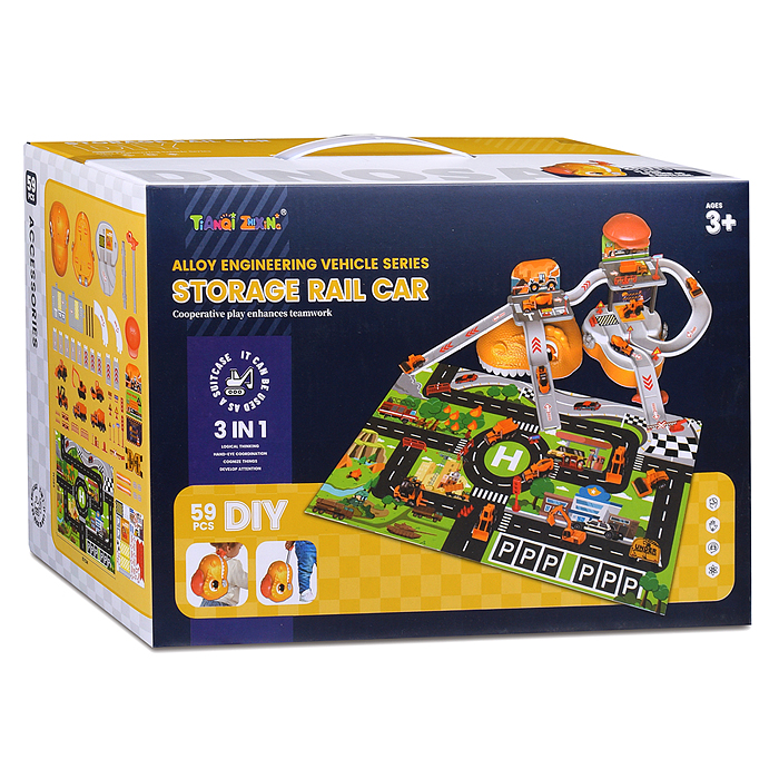 Фото к товару Автотрек 6621 "Дино: хранитель машин" (желтый) в коробке Автотрек 6621 "Дино: хранитель машин" (желтый) в коробке