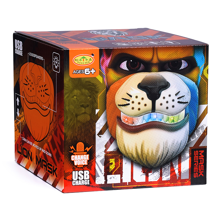 Фото к товару Маска K1A "Львенок" со светом и устройством для изменения голоса, USB, в коробке Маска K1A "Львенок" со светом и устройством для изменения голоса, USB, в коробке