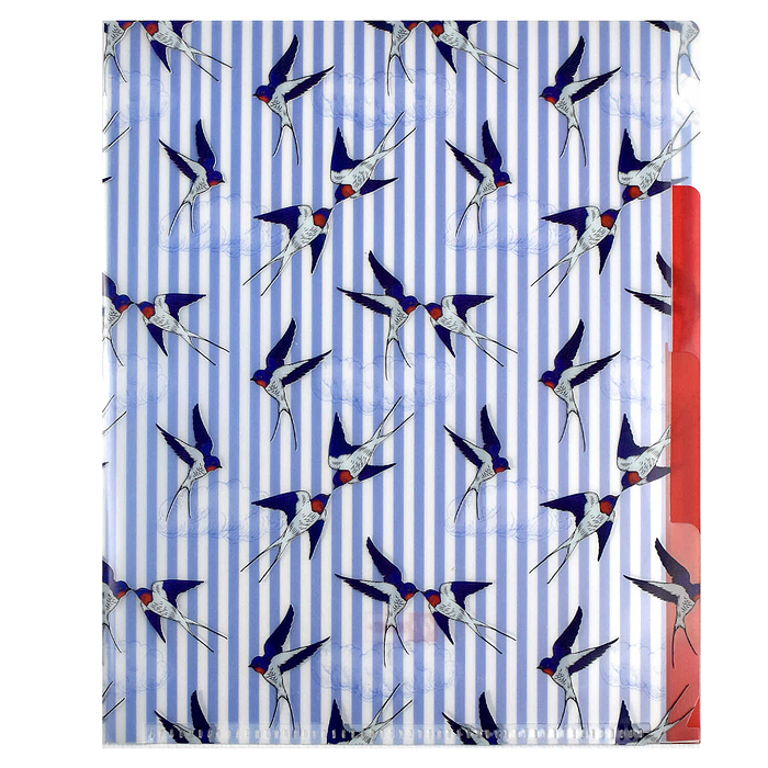 Папка-уголок для документов "Ласточки" А5, 18,5x23, три отделения, пластик, УФ печать Папка-уголок для документов "Ласточки" А5, 18,5x23, три отделения, пластик, УФ печать