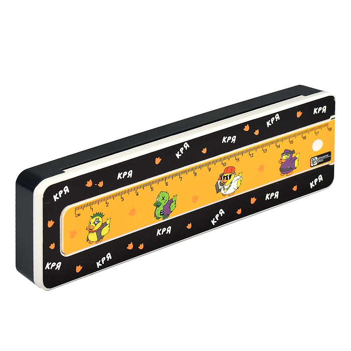 Пенал школьный в комплекте с линейкой "КРЯ" без наполнения, 21х6.4х2.5 см, АБС-пластик