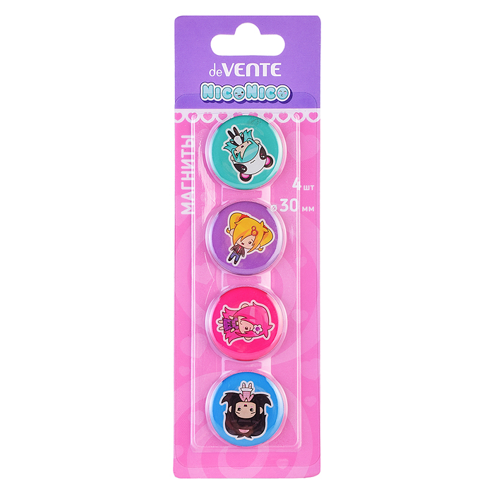 Магнит для доски офисной "NicoNico" Ø 30 мм, 4 шт. Магнит для доски офисной "NicoNico" Ø 30 мм, 4 шт.