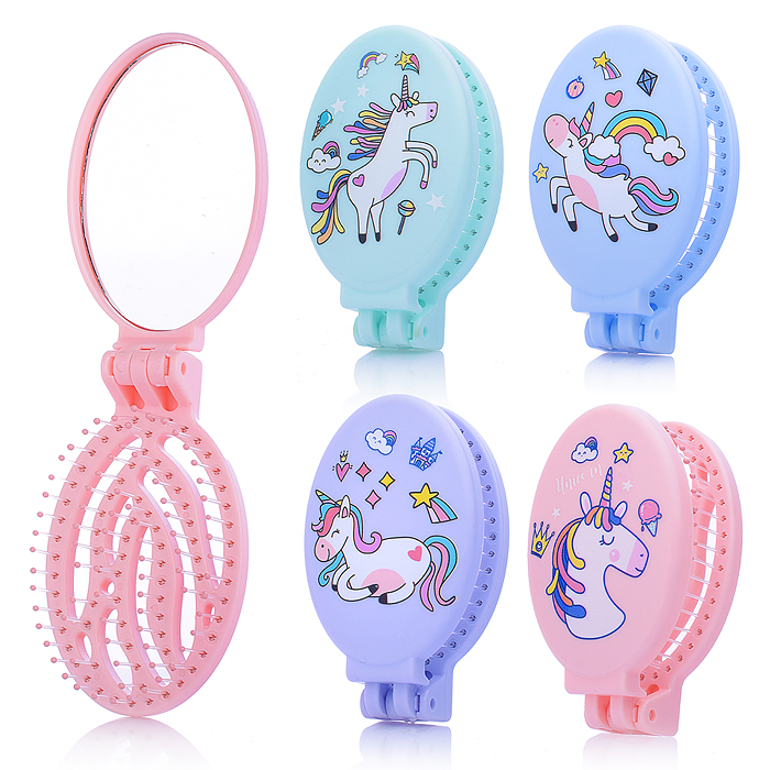 Расческа 00-5424 "Единорожка" с зеркалом, складное Расческа 00-5424 "Единорожка" с зеркалом, складное