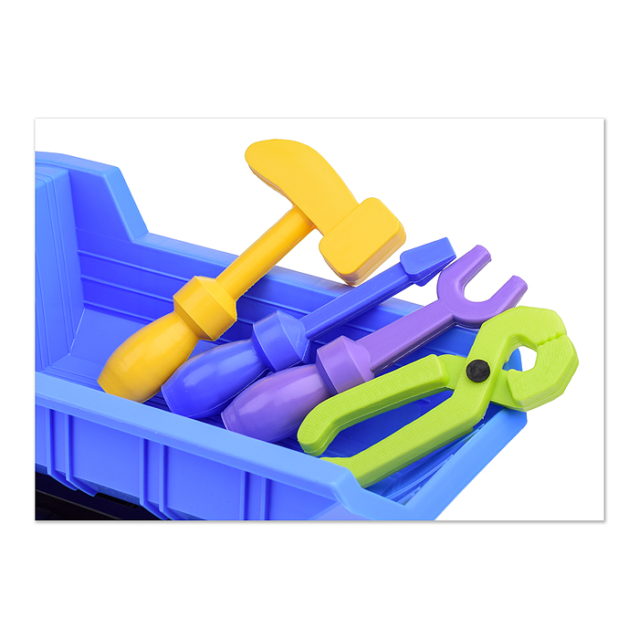 Фото к товару Самосвал "Полярный" с набором инструментов (в сетке, 47 см, 5 дет.) Самосвал "Полярный" с набором инструментов (в сетке, 47 см, 5 дет.)