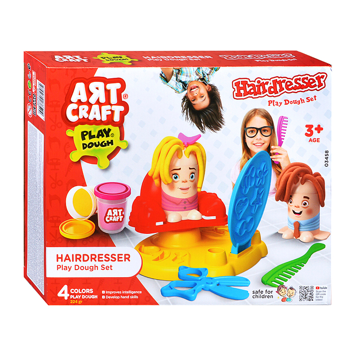 Набор для лепки "Веселый парикмахер" тесто 4х56г. Набор для лепки "Веселый парикмахер" тесто 4х56г.