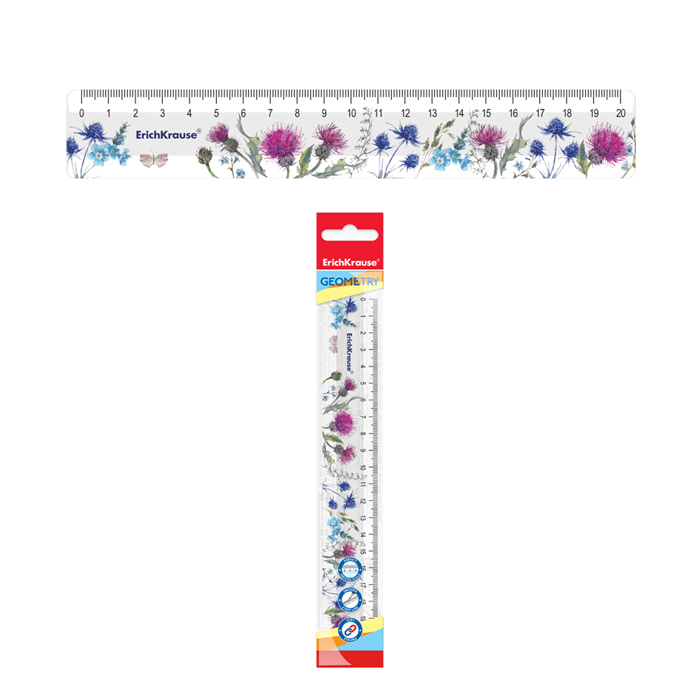 Линейка пластиковая Cornflower, 20см, во флоупаке Линейка пластиковая Cornflower, 20см, во флоупаке