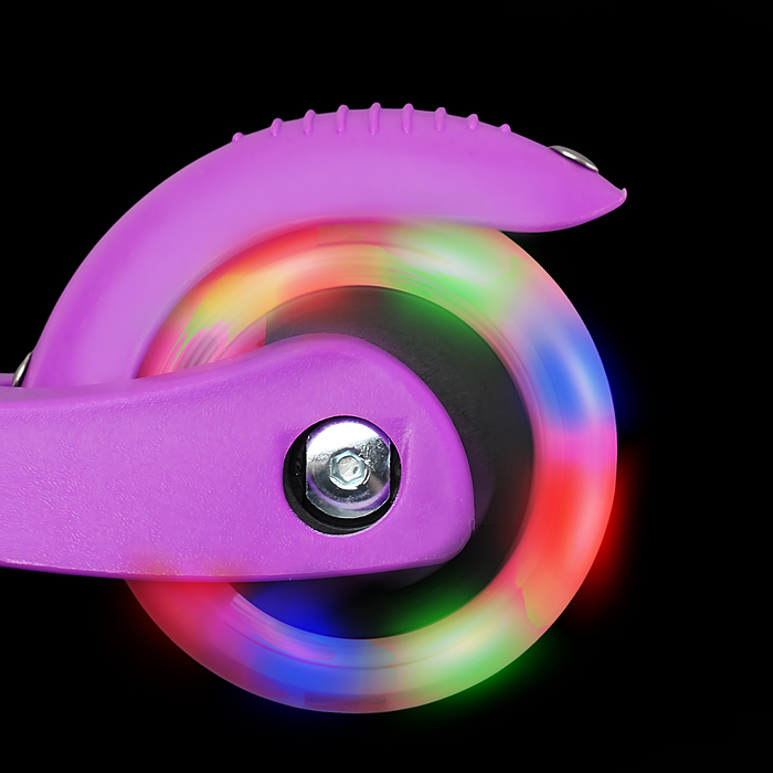 Фото к товару Самокат 3-х колесный ROCKET,колеса PU со светом, светящаяся стойка, ABEC 7, фиолетовый Самокат 3-х колесный ROCKET,колеса PU со светом, светящаяся стойка, ABEC 7, фиолетовый