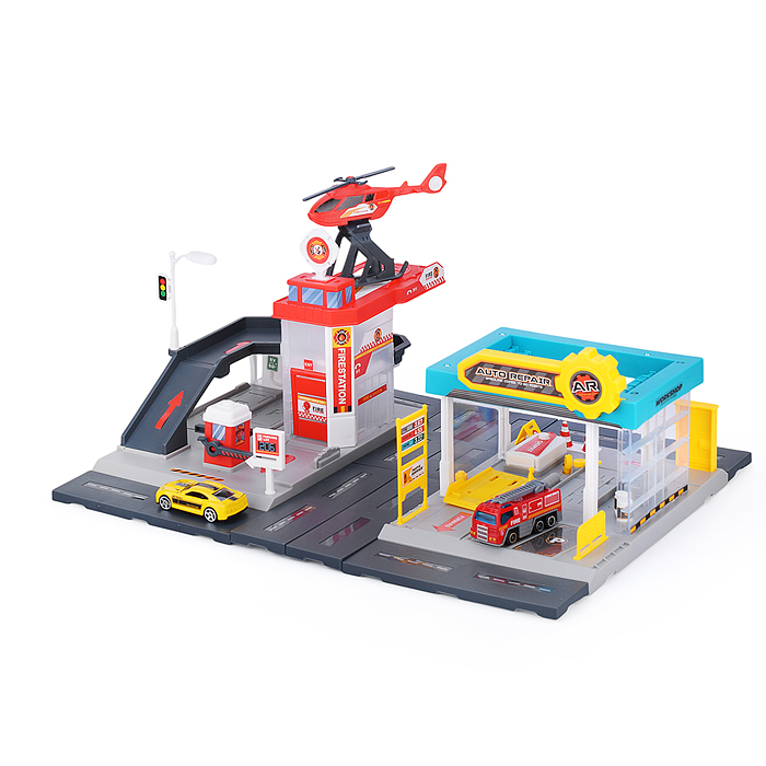 Фото к товару Парковка MH-182 "Городская ремонтная станция" в коробке Парковка MH-182 "Городская ремонтная станция" в коробке