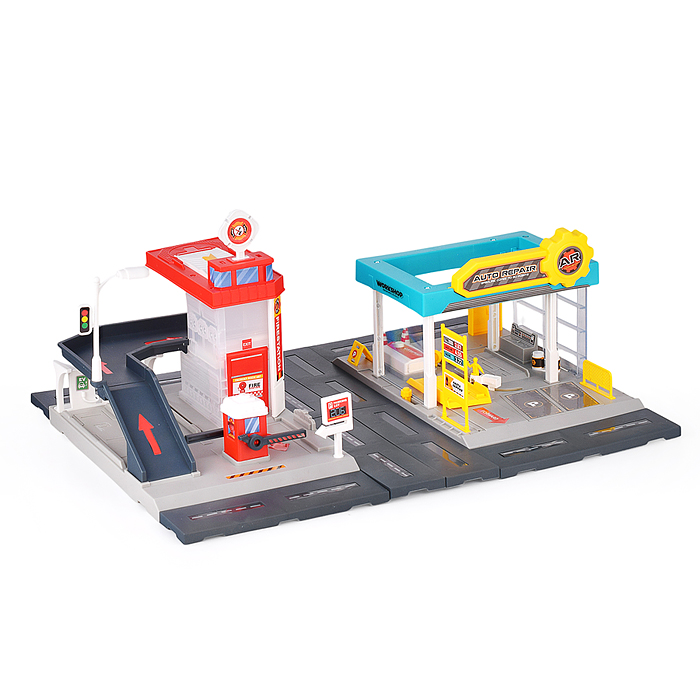 Фото к товару Парковка MH-182 "Городская ремонтная станция" в коробке Парковка MH-182 "Городская ремонтная станция" в коробке