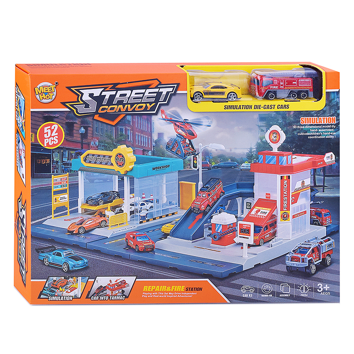 Фото к товару Парковка MH-182 "Городская ремонтная станция" в коробке Парковка MH-182 "Городская ремонтная станция" в коробке